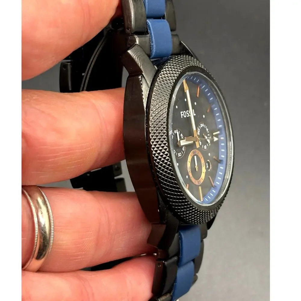 Fossil Machine FS5164 Chronograph Black Blue 45mm Men’s Watch